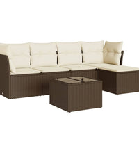 6-tlg. Garten-Sofagarnitur mit Kissen Braun Poly Rattan