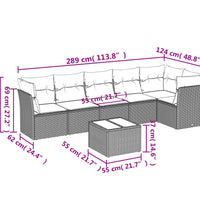 7-tlg. Garten-Sofagarnitur mit Kissen Beige Poly Rattan