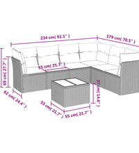 7-tlg. Garten-Sofagarnitur mit Kissen Beige Poly Rattan