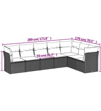 7-tlg. Garten-Sofagarnitur mit Kissen Braun Poly Rattan