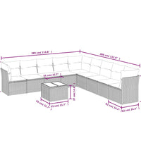 10-tlg. Garten-Sofagarnitur mit Kissen Schwarz Poly Rattan
