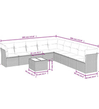 10-tlg. Garten-Sofagarnitur mit Kissen Braun Poly Rattan