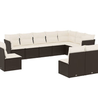 10-tlg. Garten-Sofagarnitur mit Kissen Schwarz Poly Rattan