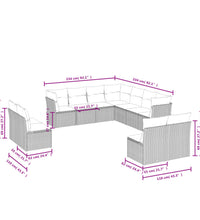 11-tlg. Garten-Sofagarnitur mit Kissen Beige Poly Rattan