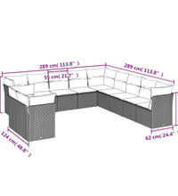 11-tlg. Garten-Sofagarnitur mit Kissen Beige Poly Rattan