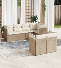 7-tlg. Garten-Sofagarnitur mit Kissen Beige Poly Rattan