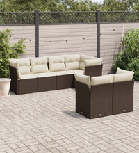 7-tlg. Garten-Sofagarnitur mit Kissen Braun Poly Rattan