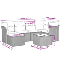 7-tlg. Garten-Sofagarnitur mit Kissen Beige Poly Rattan