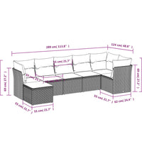 7-tlg. Garten-Sofagarnitur mit Kissen Braun Poly Rattan