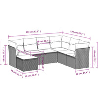 7-tlg. Garten-Sofagarnitur mit Kissen Beige Poly Rattan