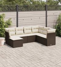7-tlg. Garten-Sofagarnitur mit Kissen Braun Poly Rattan