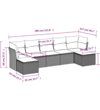 7-tlg. Garten-Sofagarnitur mit Kissen Braun Poly Rattan