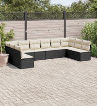 10-tlg. Garten-Sofagarnitur mit Kissen Schwarz Poly Rattan