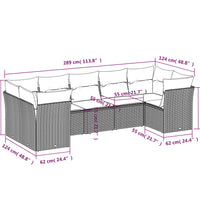 7-tlg. Garten-Sofagarnitur mit Kissen Beige Poly Rattan