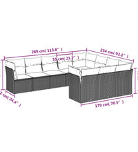 10-tlg. Garten-Sofagarnitur mit Kissen Braun Poly Rattan