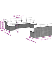 10-tlg. Garten-Sofagarnitur mit Kissen Schwarz Poly Rattan