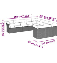 11-tlg. Garten-Sofagarnitur mit Kissen Beige Poly Rattan