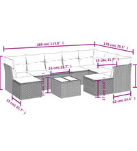 10-tlg. Garten-Sofagarnitur mit Kissen Schwarz Poly Rattan