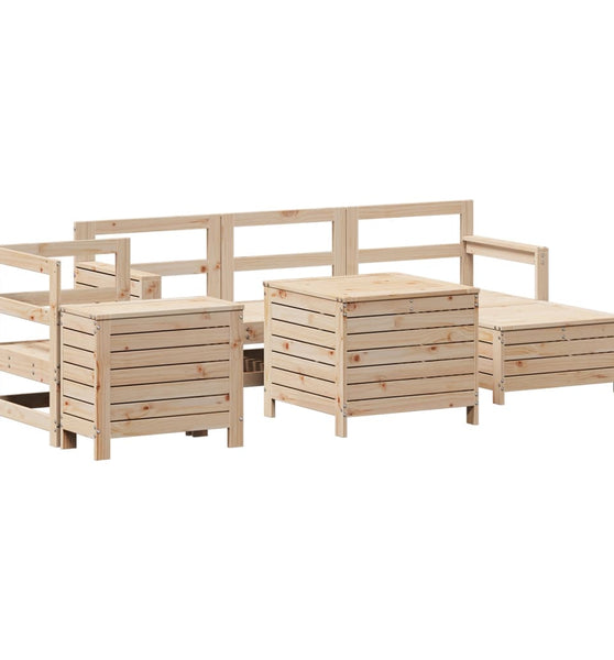 7-tlg. Garten-Sofagarnitur Massivholz Kiefer