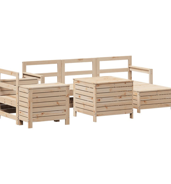 7-tlg. Garten-Sofagarnitur Massivholz Kiefer