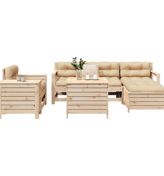 7-tlg. Garten-Sofagarnitur Massivholz Kiefer