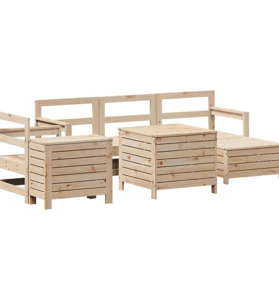 7-tlg. Garten-Sofagarnitur Massivholz Kiefer