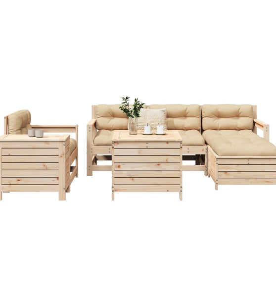 7-tlg. Garten-Sofagarnitur Massivholz Kiefer