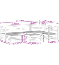 8-tlg. Garten-Sofagarnitur Massivholz Kiefer