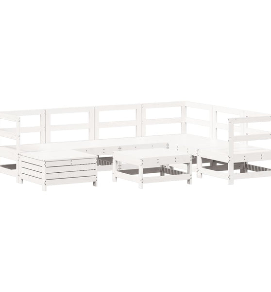 8-tlg. Garten-Sofagarnitur Weiß Massivholz Kiefer