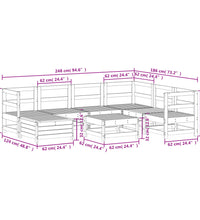 8-tlg. Garten-Sofagarnitur Weiß Massivholz Kiefer