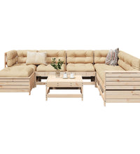 8-tlg. Garten-Sofagarnitur Massivholz Kiefer