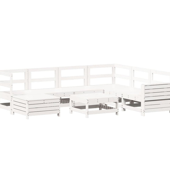 8-tlg. Garten-Sofagarnitur Weiß Massivholz Kiefer