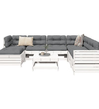 8-tlg. Garten-Sofagarnitur Weiß Massivholz Kiefer