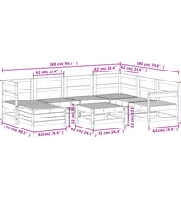 8-tlg. Garten-Sofagarnitur Weiß Massivholz Kiefer