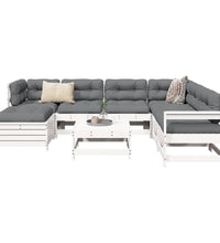 8-tlg. Garten-Sofagarnitur Weiß Massivholz Kiefer