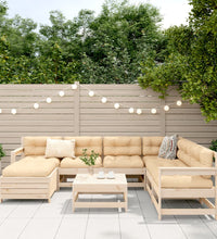 8-tlg. Garten-Sofagarnitur Massivholz Kiefer