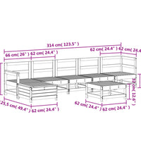 7-tlg. Garten-Lounge-Set Massivholz Kiefer