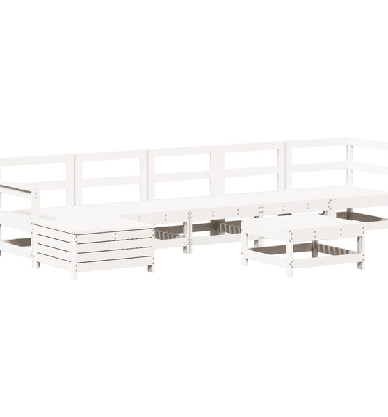 7-tlg. Garten-Lounge-Set Weiß Massivholz Kiefer