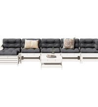 7-tlg. Garten-Lounge-Set Weiß Massivholz Kiefer