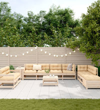 11-tlg. Garten-Sofagarnitur Massivholz Kiefer