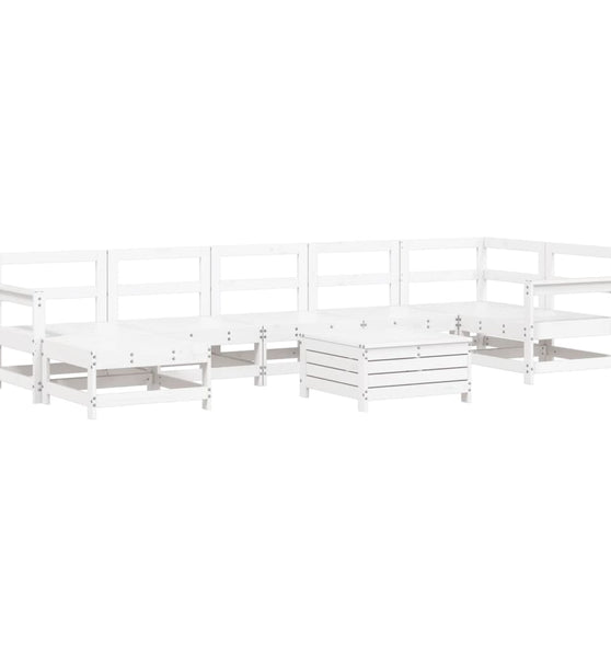 8-tlg. Garten-Sofagarnitur Weiß Massivholz Kiefer