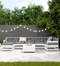 8-tlg. Garten-Sofagarnitur Weiß Massivholz Kiefer