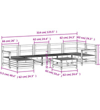 8-tlg. Garten-Sofagarnitur Weiß Massivholz Kiefer