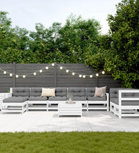 10-tlg. Garten-Sofagarnitur Weiß Massivholz Kiefer