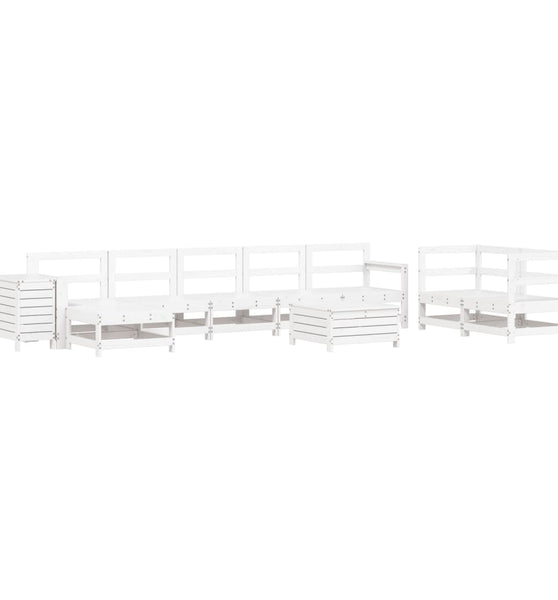 10-tlg. Garten-Sofagarnitur Weiß Massivholz Kiefer