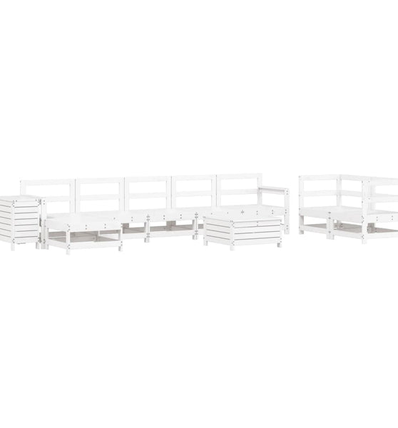 10-tlg. Garten-Sofagarnitur Weiß Massivholz Kiefer