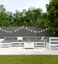 10-tlg. Garten-Sofagarnitur Weiß Massivholz Kiefer