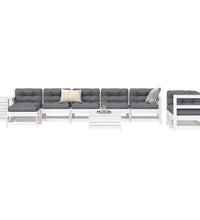 10-tlg. Garten-Sofagarnitur Weiß Massivholz Kiefer