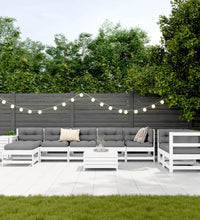 10-tlg. Garten-Sofagarnitur Weiß Massivholz Kiefer