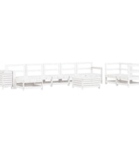 10-tlg. Garten-Sofagarnitur Weiß Massivholz Kiefer